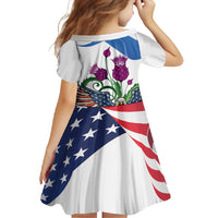 Scottish American Heritage Month Family Matching Off Shoulder Maxi Dress and Hawaiian Shirt Thistle And American Eagle