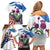 Scottish American Heritage Month Family Matching Off Shoulder Short Dress and Hawaiian Shirt Thistle And American Eagle
