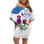 Scottish American Heritage Month Family Matching Off Shoulder Short Dress and Hawaiian Shirt Thistle And American Eagle
