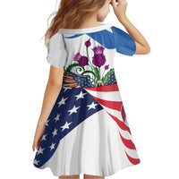 Scottish American Heritage Month Family Matching Puletasi and Hawaiian Shirt Thistle And American Eagle