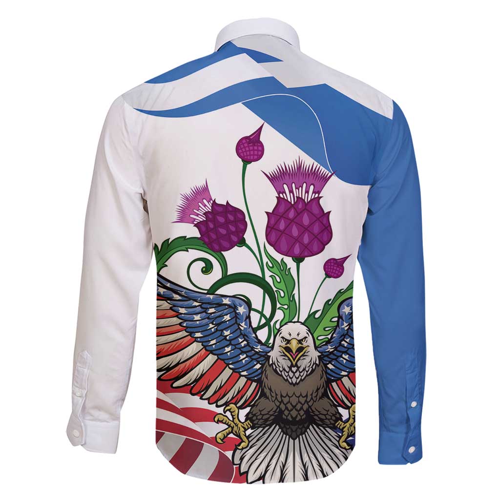 Scottish American Heritage Month Family Matching Tank Maxi Dress and Hawaiian Shirt Thistle And American Eagle