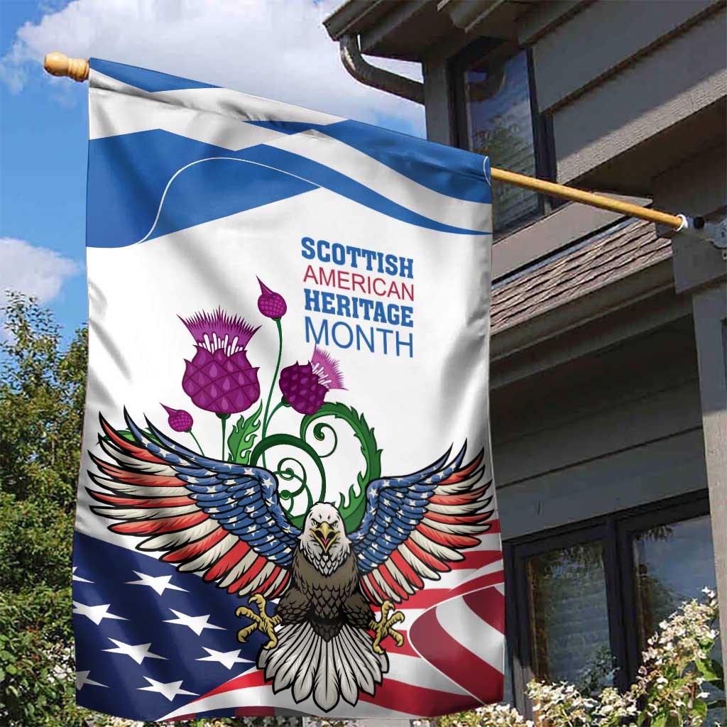 Scottish American Heritage Month Garden Flag Thistle And American Eagle