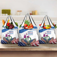 Scottish American Heritage Month Grocery Bag Thistle And American Eagle