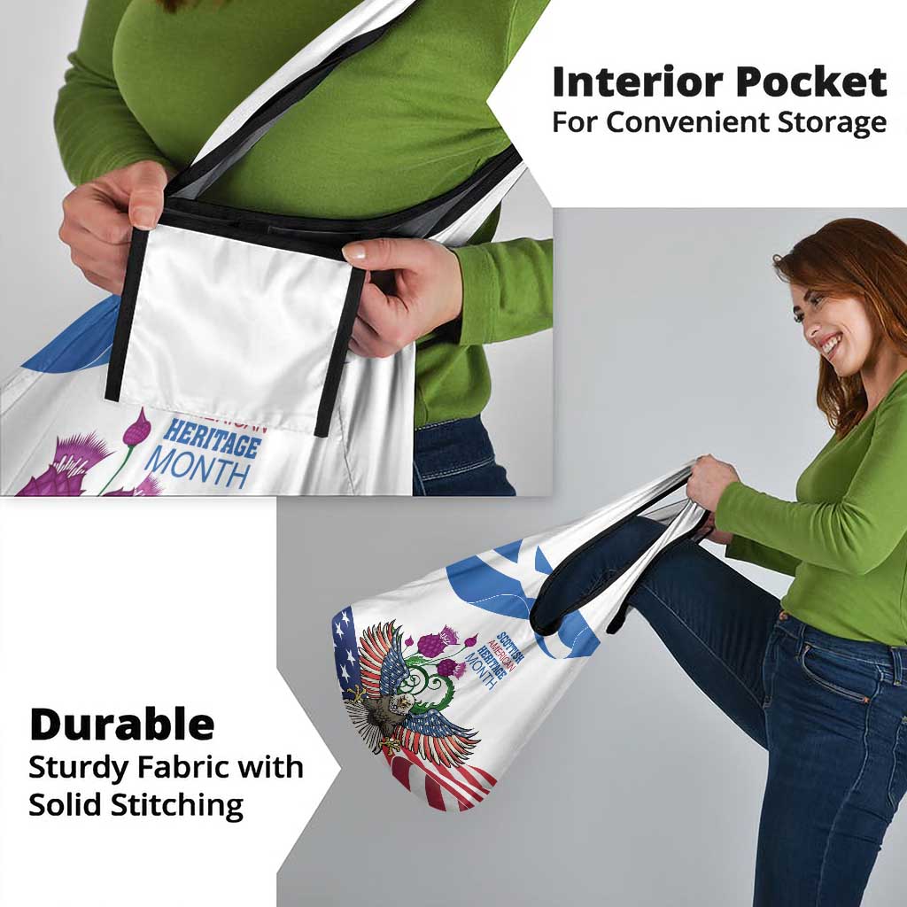 Scottish American Heritage Month Grocery Bag Thistle And American Eagle