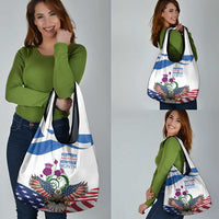 Scottish American Heritage Month Grocery Bag Thistle And American Eagle