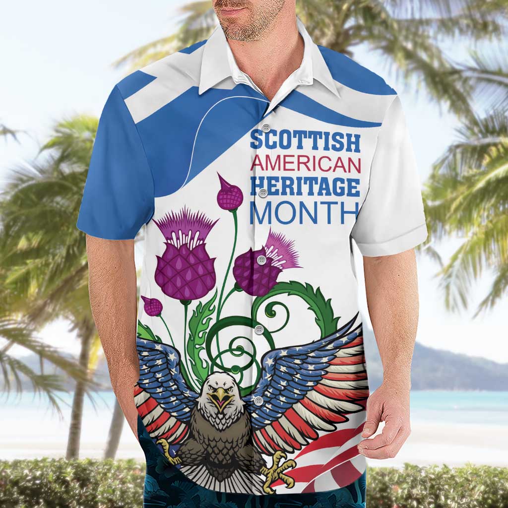 Scottish American Heritage Month Hawaiian Shirt Thistle And American Eagle