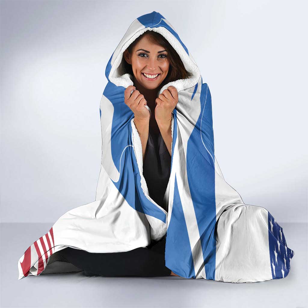 Scottish American Heritage Month Hooded Blanket Thistle And American Eagle