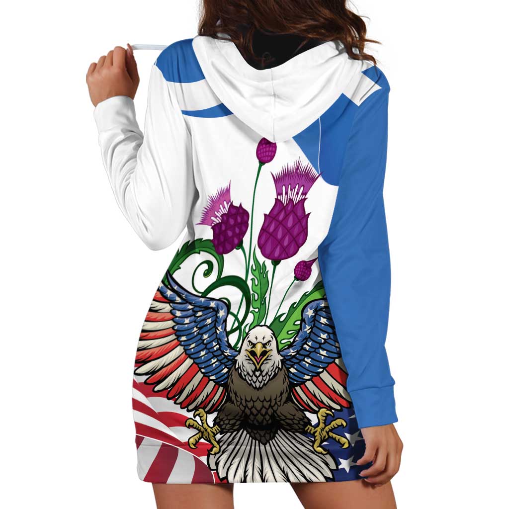 Scottish American Heritage Month Hoodie Dress Thistle And American Eagle