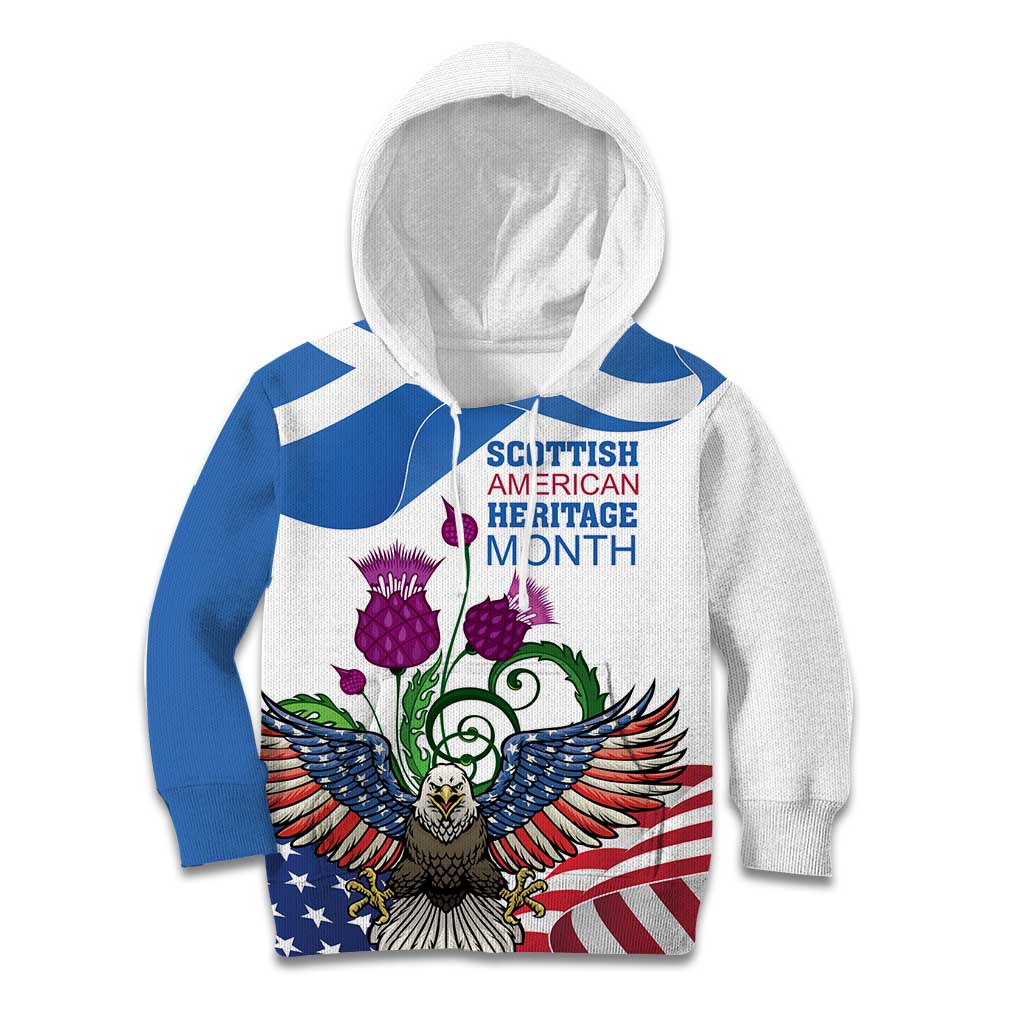 Scottish American Heritage Month Kid Hoodie Thistle And American Eagle
