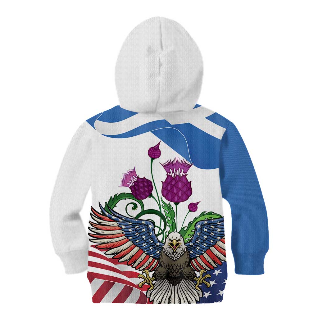 Scottish American Heritage Month Kid Hoodie Thistle And American Eagle