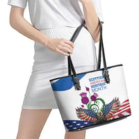 Scottish American Heritage Month Leather Tote Bag Thistle And American Eagle