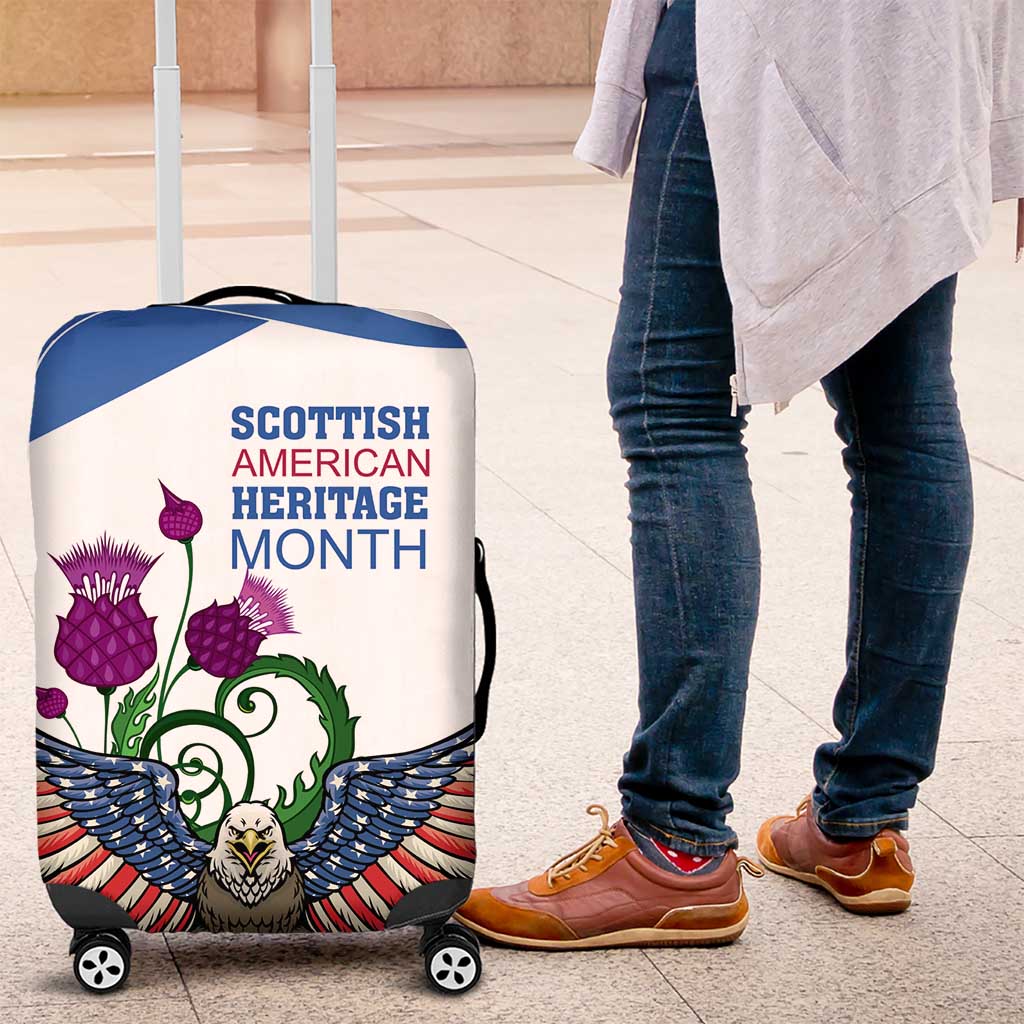 Scottish American Heritage Month Luggage Cover Thistle And American Eagle