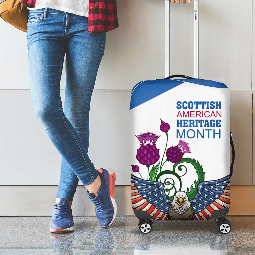 Scottish American Heritage Month Luggage Cover Thistle And American Eagle