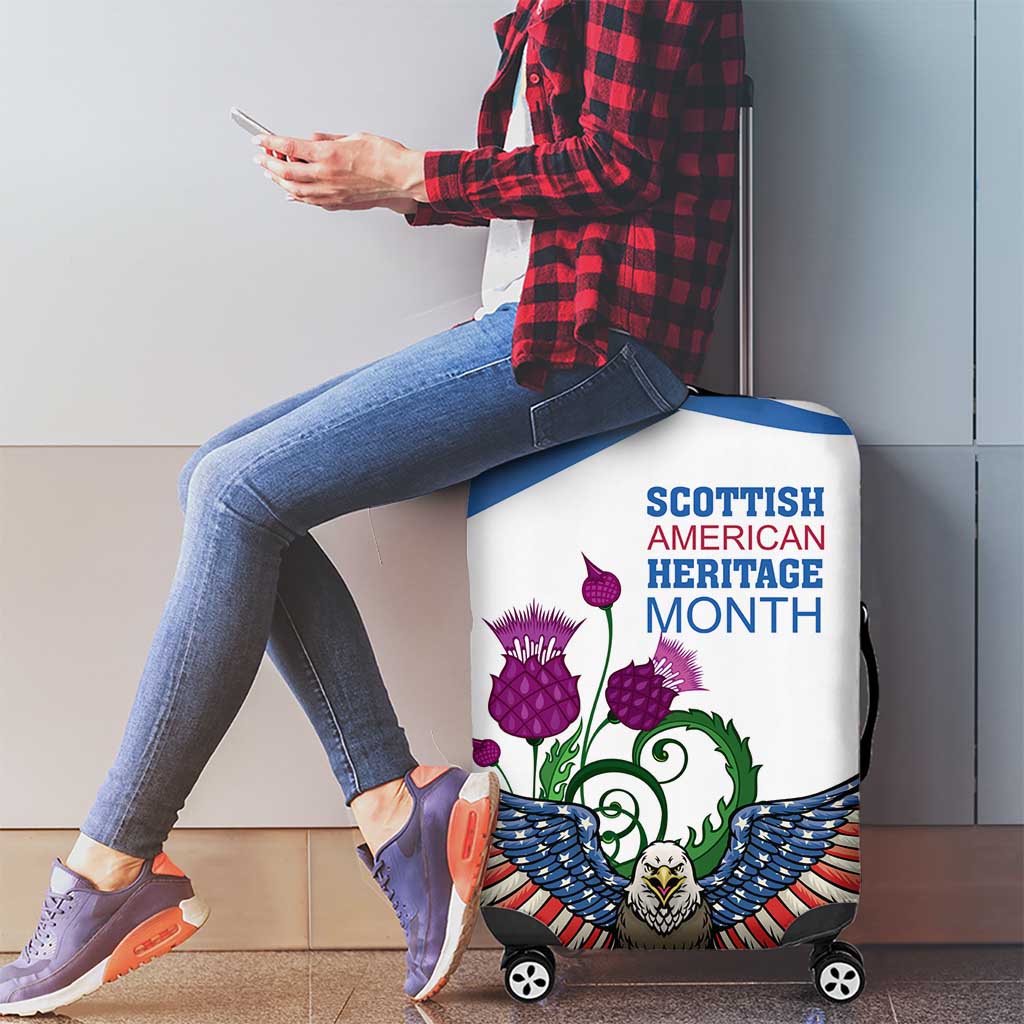 Scottish American Heritage Month Luggage Cover Thistle And American Eagle
