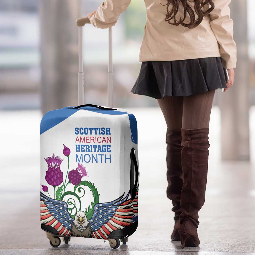 Scottish American Heritage Month Luggage Cover Thistle And American Eagle
