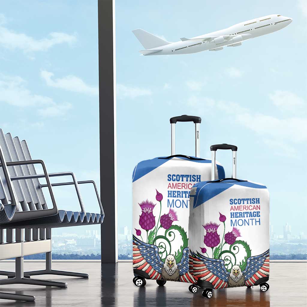 Scottish American Heritage Month Luggage Cover Thistle And American Eagle