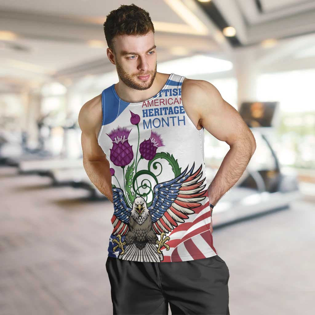 Scottish American Heritage Month Men Tank Top Thistle And American Eagle