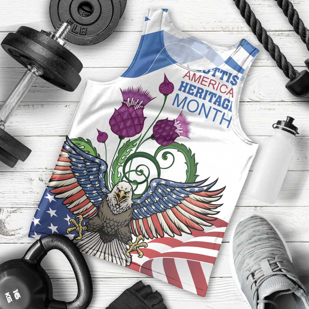 Scottish American Heritage Month Men Tank Top Thistle And American Eagle
