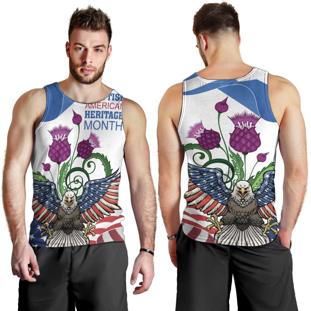 Scottish American Heritage Month Men Tank Top Thistle And American Eagle