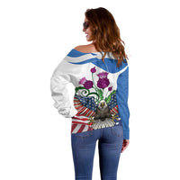 Scottish American Heritage Month Off Shoulder Sweater Thistle And American Eagle