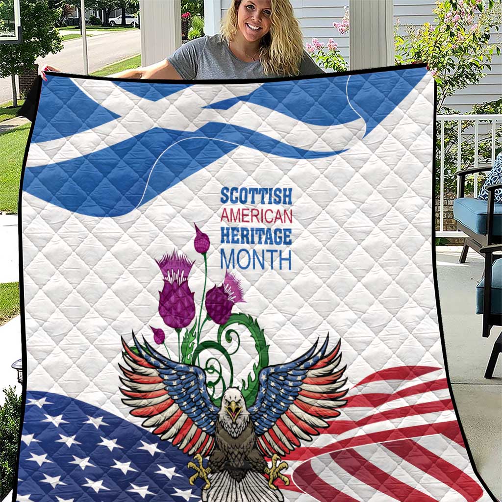 Scottish American Heritage Month Quilt Thistle And American Eagle