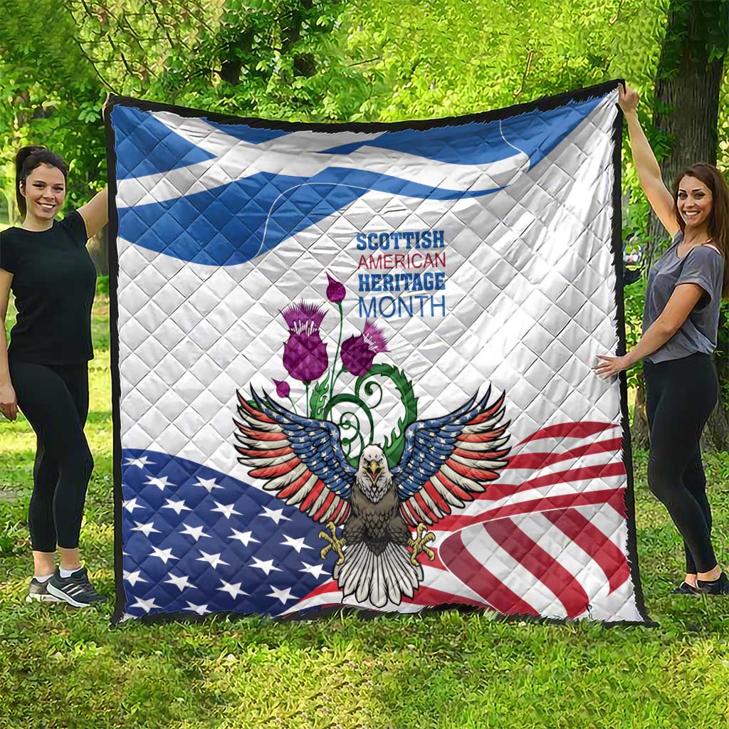 Scottish American Heritage Month Quilt Thistle And American Eagle