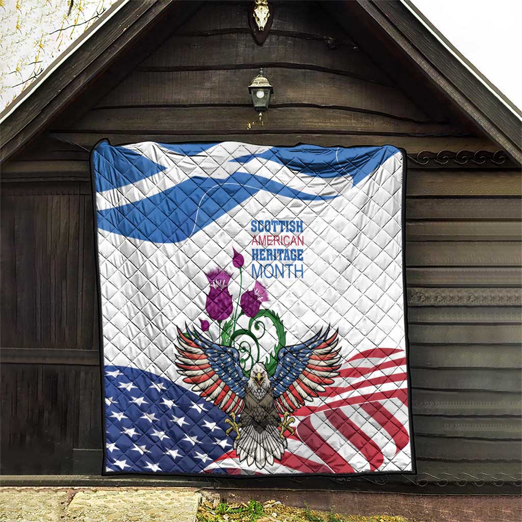 Scottish American Heritage Month Quilt Thistle And American Eagle