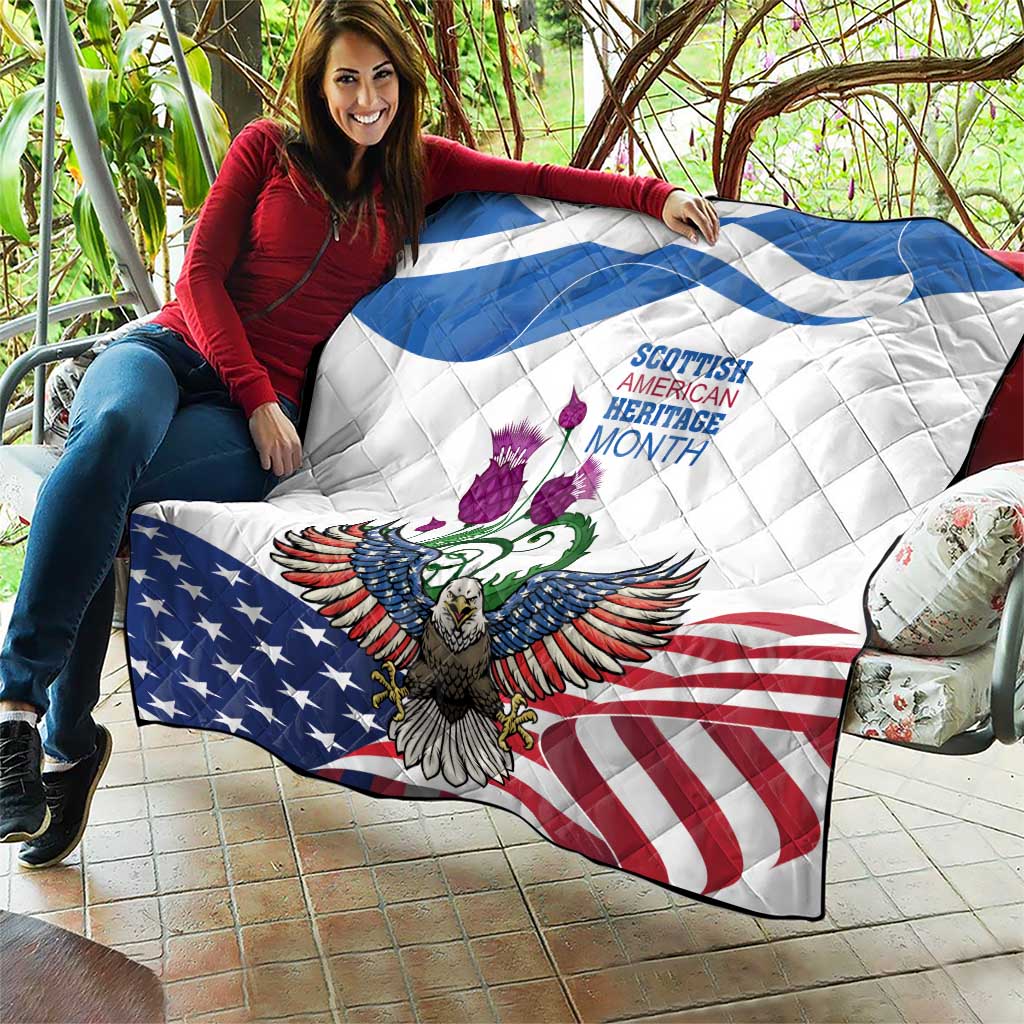 Scottish American Heritage Month Quilt Thistle And American Eagle