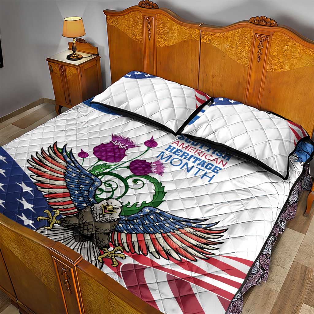 Scottish American Heritage Month Quilt Bed Set Thistle And American Eagle