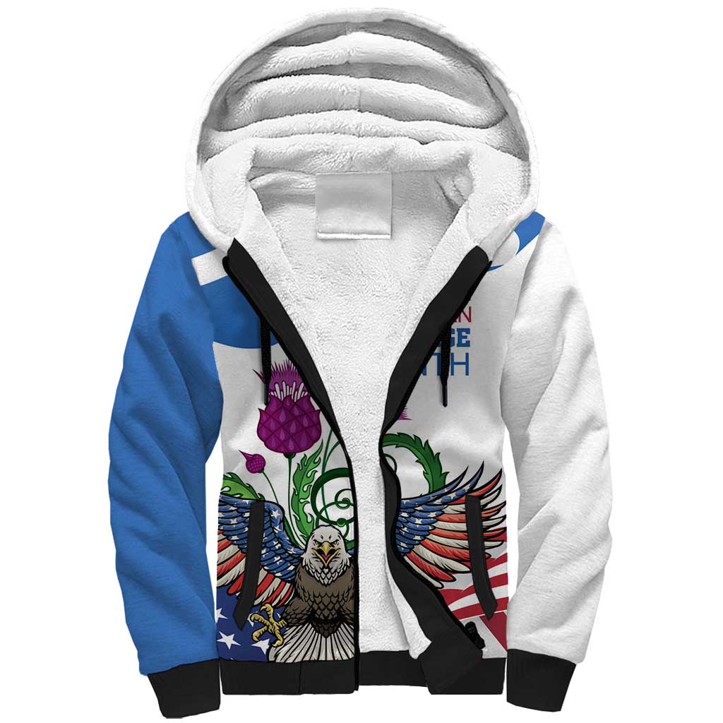 Scottish American Heritage Month Sherpa Hoodie Thistle And American Eagle