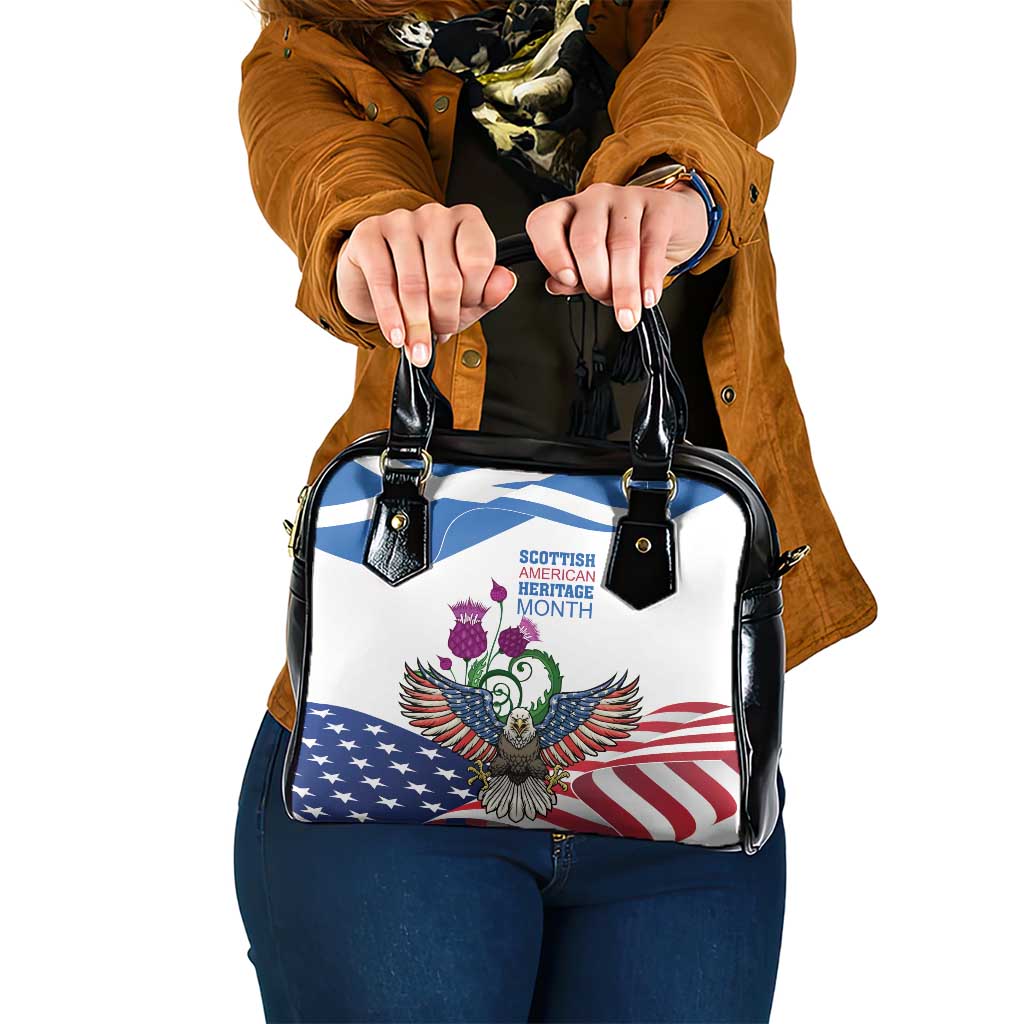 Scottish American Heritage Month Shoulder Handbag Thistle And American Eagle
