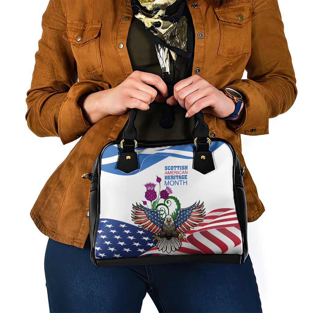 Scottish American Heritage Month Shoulder Handbag Thistle And American Eagle