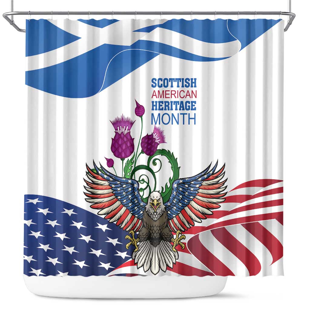 Scottish American Heritage Month Shower Curtain Thistle And American Eagle