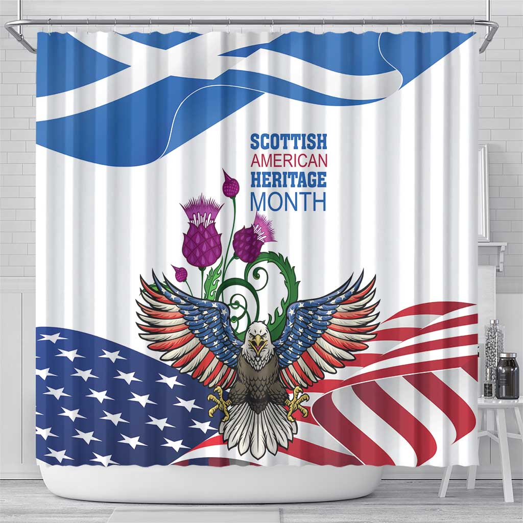 Scottish American Heritage Month Shower Curtain Thistle And American Eagle