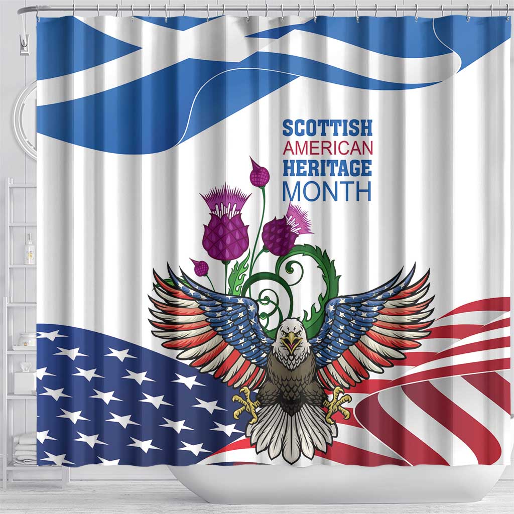 Scottish American Heritage Month Shower Curtain Thistle And American Eagle