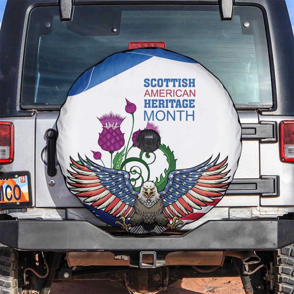 Scottish American Heritage Month Spare Tire Cover Thistle And American Eagle