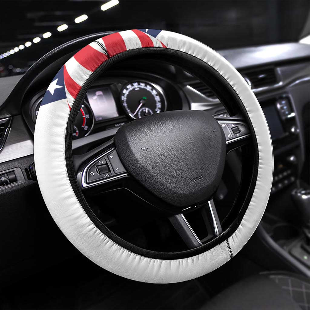 Scottish American Heritage Month Steering Wheel Cover Thistle And American Eagle
