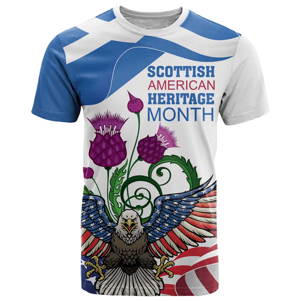 Scottish American Heritage Month T Shirt Thistle And American Eagle