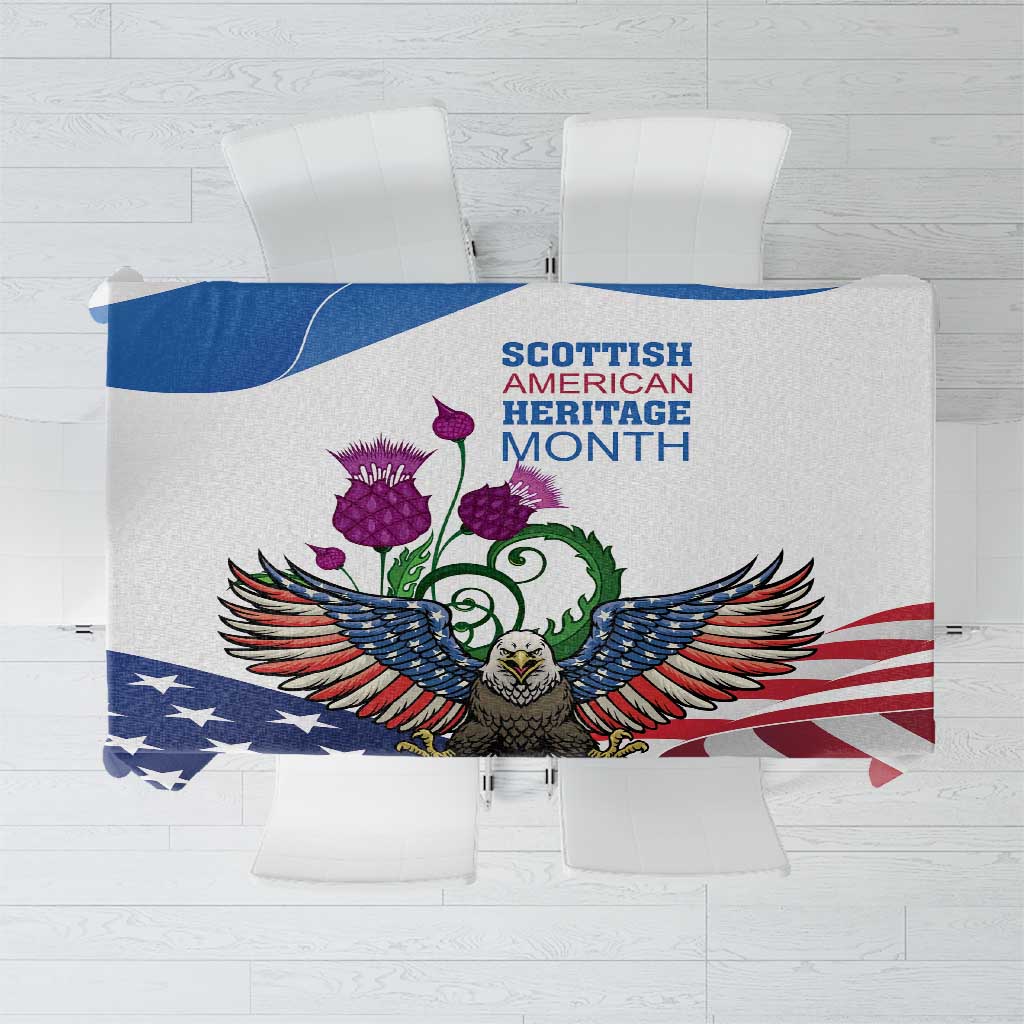 Scottish American Heritage Month Tablecloth Thistle And American Eagle