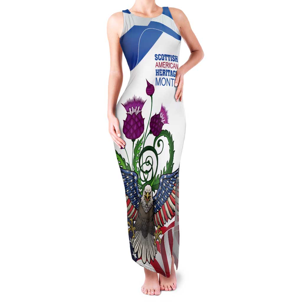 Scottish American Heritage Month Tank Maxi Dress Thistle And American Eagle