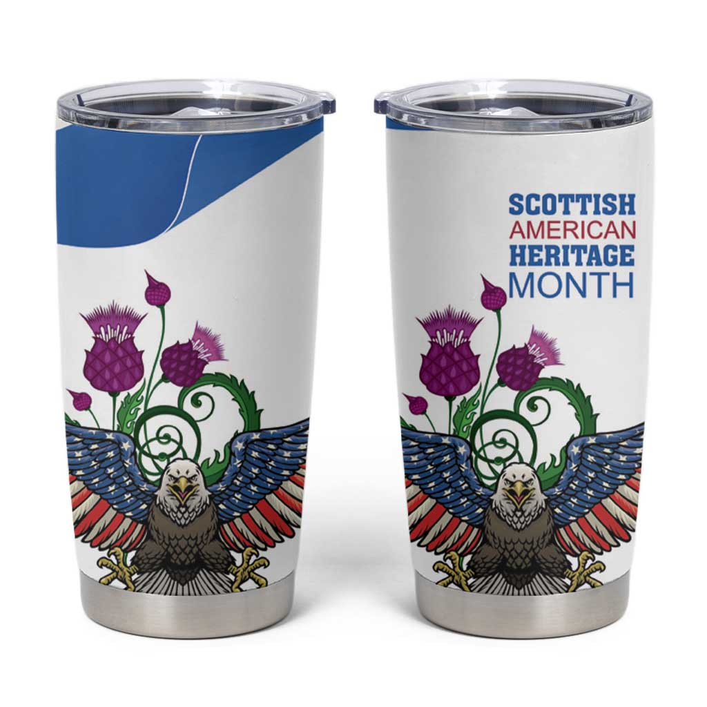 Scottish American Heritage Month Tumbler Cup Thistle And American Eagle