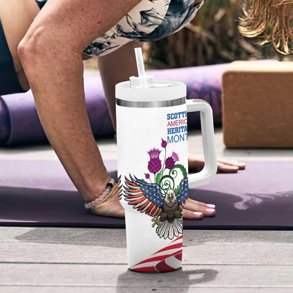 Scottish American Heritage Month Tumbler With Handle Thistle And American Eagle