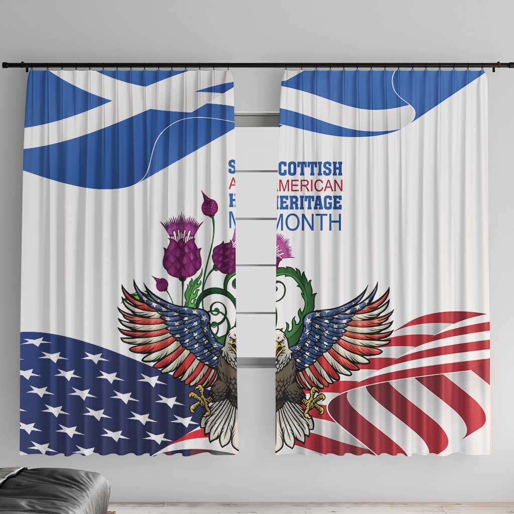 Scottish American Heritage Month Window Curtain Thistle And American Eagle