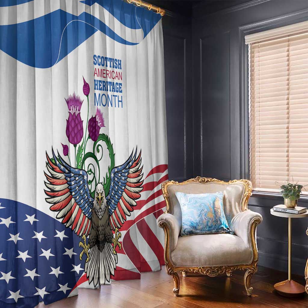 Scottish American Heritage Month Window Curtain Thistle And American Eagle