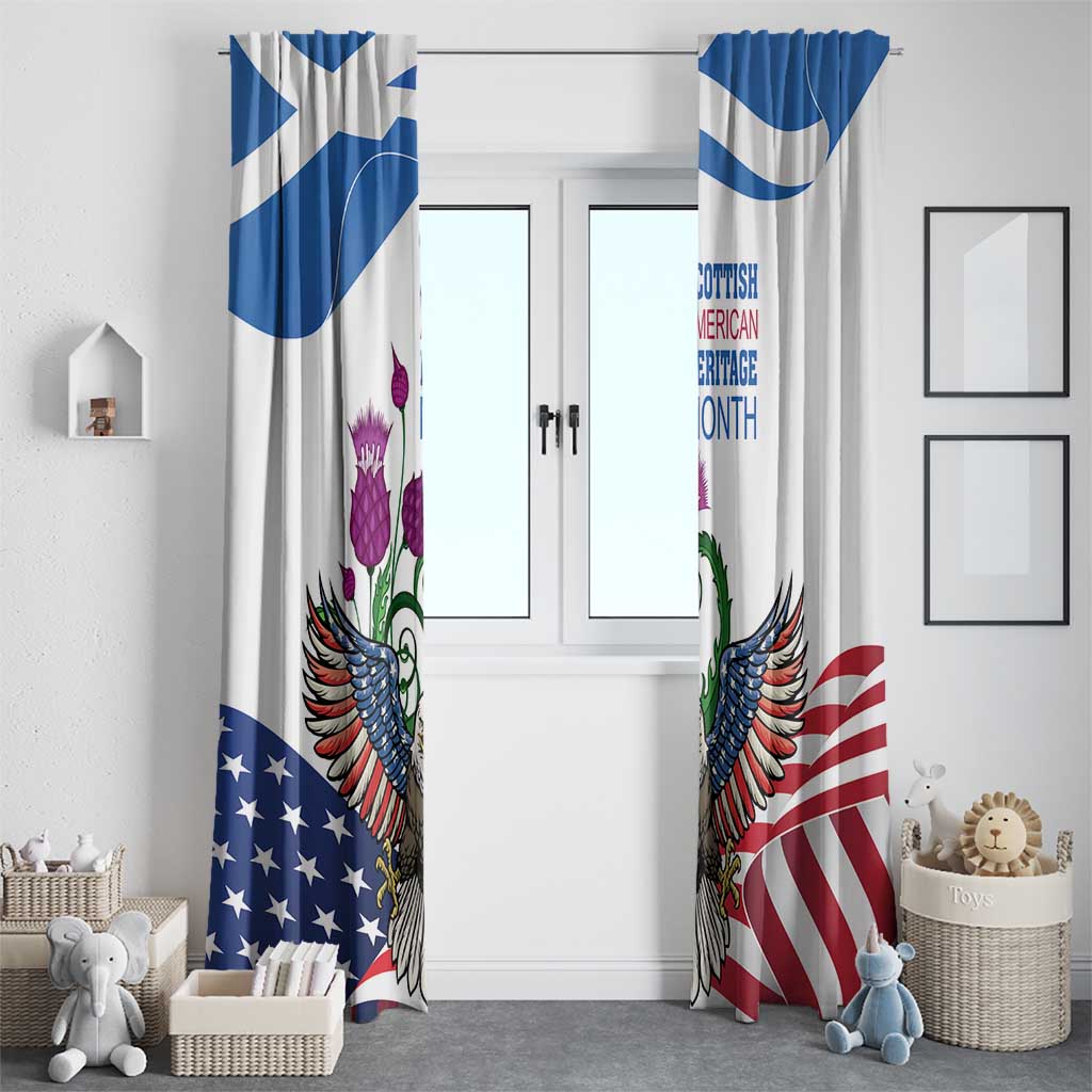 Scottish American Heritage Month Window Curtain Thistle And American Eagle