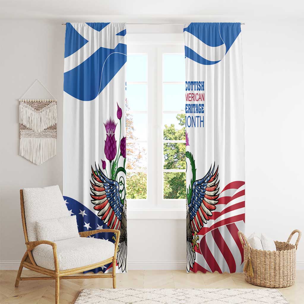 Scottish American Heritage Month Window Curtain Thistle And American Eagle