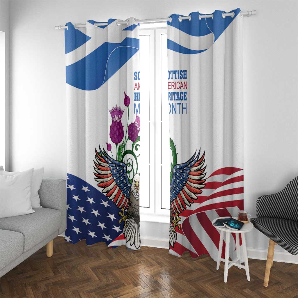 Scottish American Heritage Month Window Curtain Thistle And American Eagle