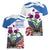 Scottish American Heritage Month Women V-Neck T-Shirt Thistle And American Eagle
