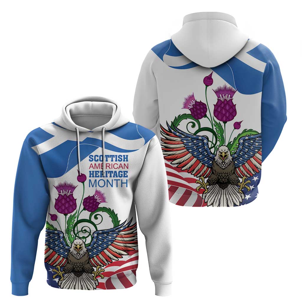 Scottish American Heritage Month Zip Hoodie Thistle And American Eagle