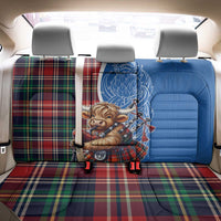 Scottish Tartan Back Car Seat Cover Highland Cow Playing Bagpipes